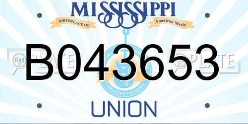 B043653 Mississippi License Plate