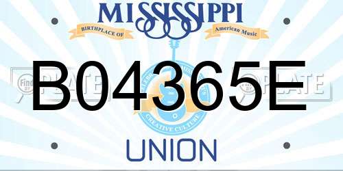 B04365E Mississippi License Plate