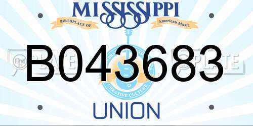 B043683 Mississippi License Plate