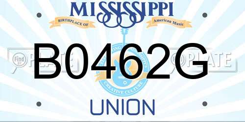 B0462G Mississippi License Plate