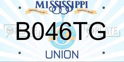 B046TG Mississippi License Plate