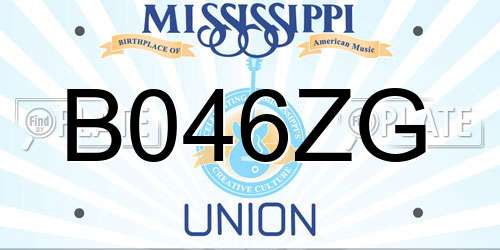 B046ZG Mississippi License Plate