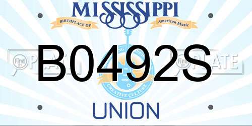 B0492S Mississippi License Plate