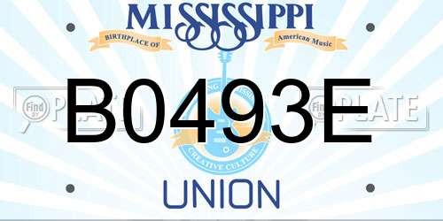 B0493E Mississippi License Plate