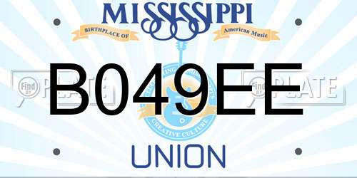 B049EE Mississippi License Plate