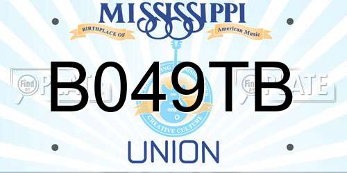 B049TB Mississippi License Plate