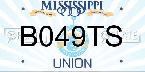 B049TS Mississippi License Plate