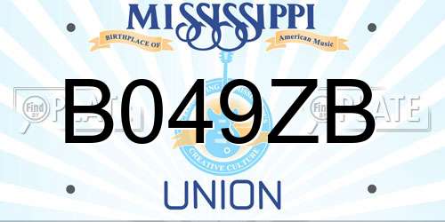 B049ZB Mississippi License Plate