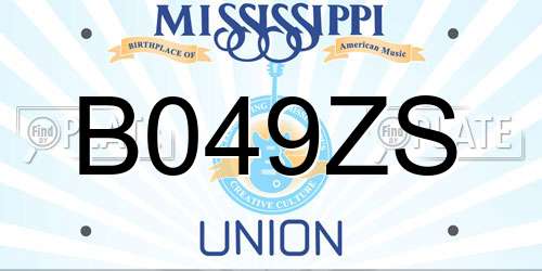 B049ZS Mississippi License Plate