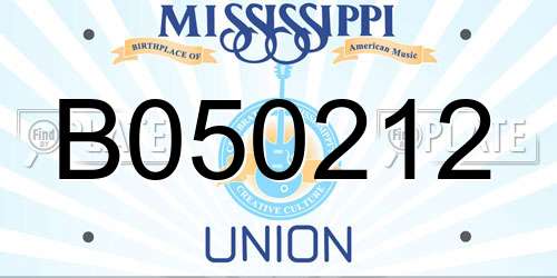 B050212 Mississippi License Plate