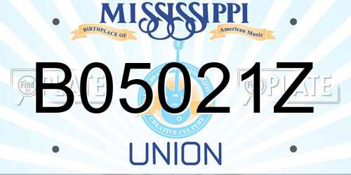 B05021Z Mississippi License Plate