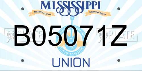 B05071Z Mississippi License Plate