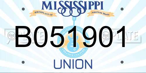 B051901 Mississippi License Plate