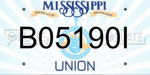 B05190I Mississippi License Plate
