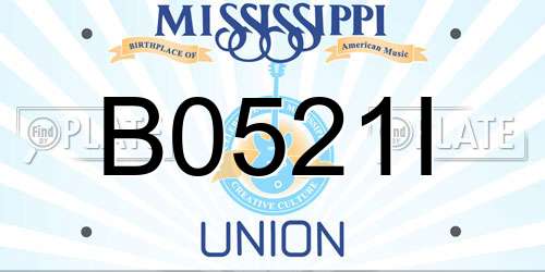 B0521I Mississippi License Plate