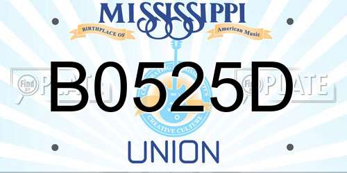 B0525D Mississippi License Plate