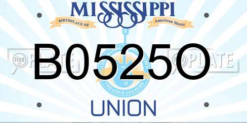 B0525O Mississippi License Plate