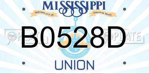 B0528D Mississippi License Plate