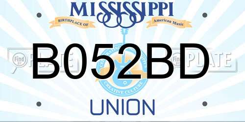 B052BD Mississippi License Plate