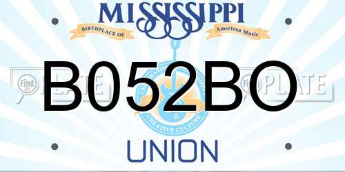 B052BO Mississippi License Plate