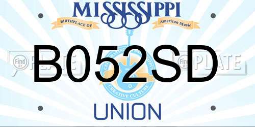 B052SD Mississippi License Plate
