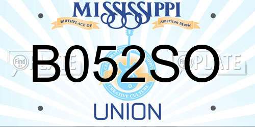 B052SO Mississippi License Plate