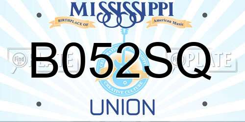 B052SQ Mississippi License Plate