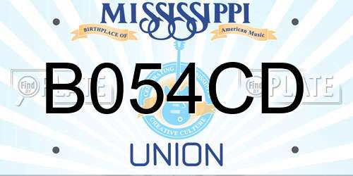 B054CD Mississippi License Plate