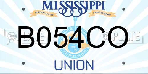 B054CO Mississippi License Plate