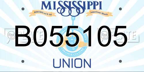 B055105 Mississippi License Plate