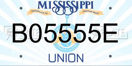 B05555E Mississippi License Plate