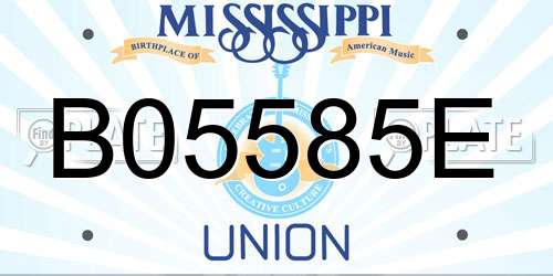 B05585E Mississippi License Plate