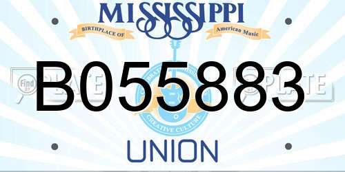 B055883 Mississippi License Plate
