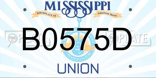 B0575D Mississippi License Plate