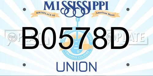 B0578D Mississippi License Plate