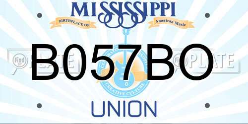 B057BO Mississippi License Plate