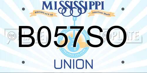 B057SO Mississippi License Plate