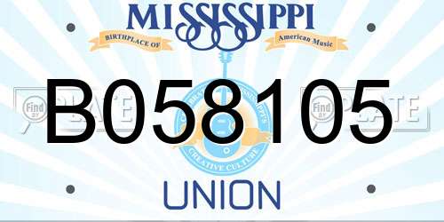 B058105 Mississippi License Plate