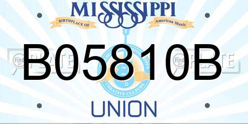 B05810B Mississippi License Plate