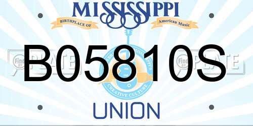 B05810S Mississippi License Plate