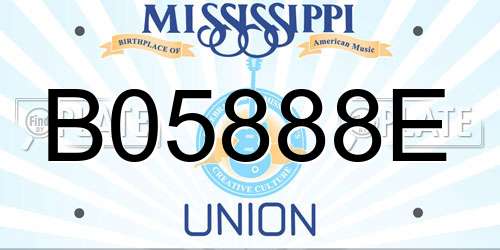 B05888E Mississippi License Plate
