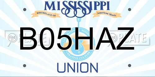 B05HAZ Mississippi License Plate