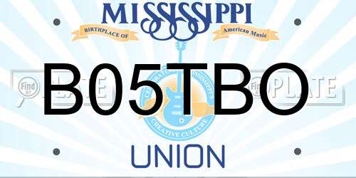 B05TBO Mississippi License Plate