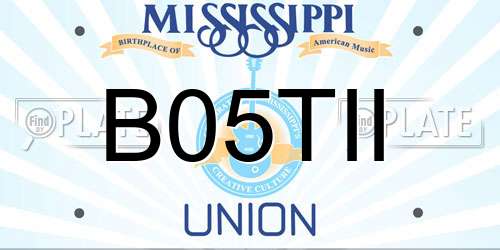 B05TII Mississippi License Plate