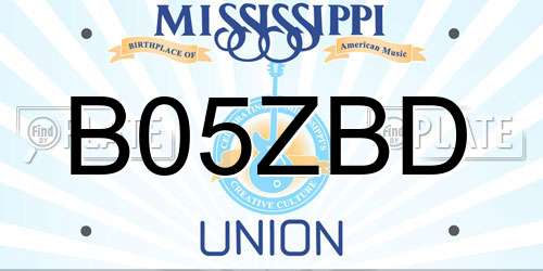 B05ZBD Mississippi License Plate
