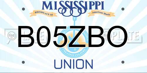 B05ZBO Mississippi License Plate