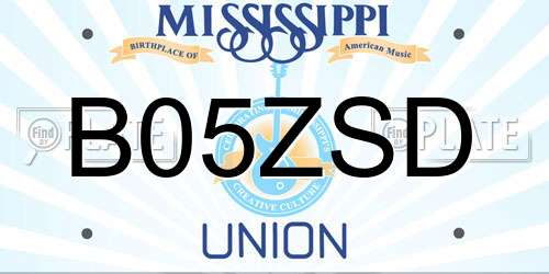 B05ZSD Mississippi License Plate