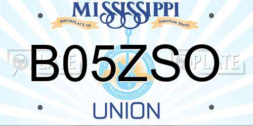 B05ZSO Mississippi License Plate