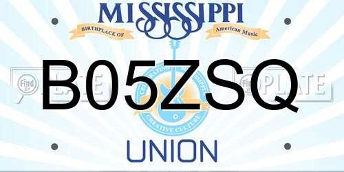 B05ZSQ Mississippi License Plate