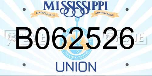 B062526 Mississippi License Plate